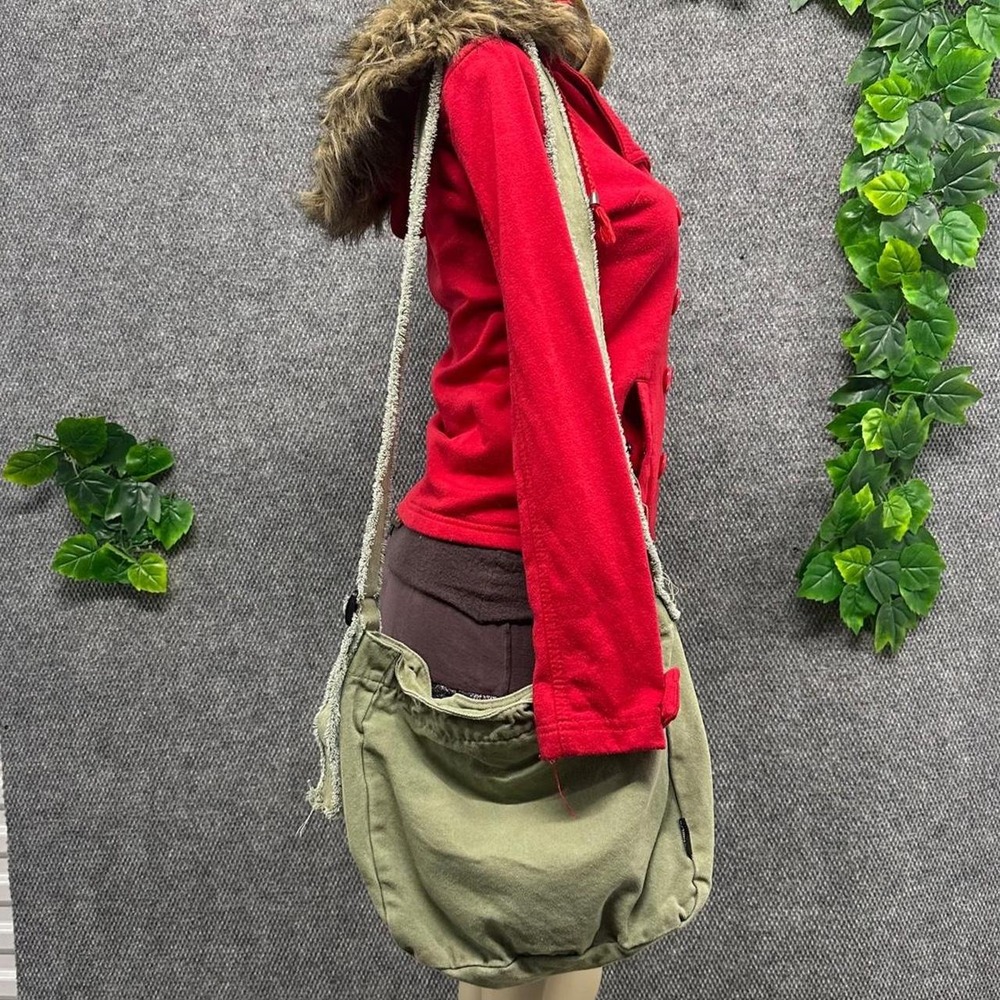 Sage Green Distressed Canvas Crossbody Bag